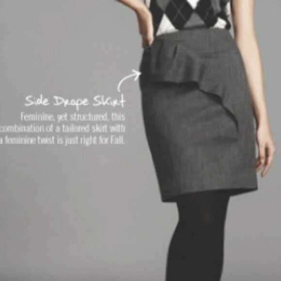 The Limited Side Drape Pencil Skirt Jodi Arnold Charcoal Trendy Mini Ruffle - Picture 4 of 5